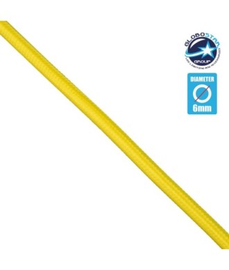 GloboStar® 77606 Στρογγυλό Υφασμάτινο Καλώδιο 1m 2 x 0.75mm² Κίτρινο